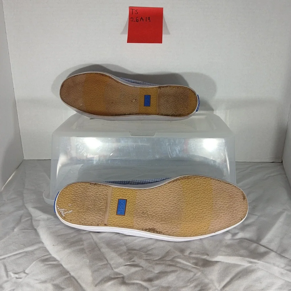 Keds Champion Canvas Gingham Blue White Lace Up Sneakers Shoes Women‎ US 8.5